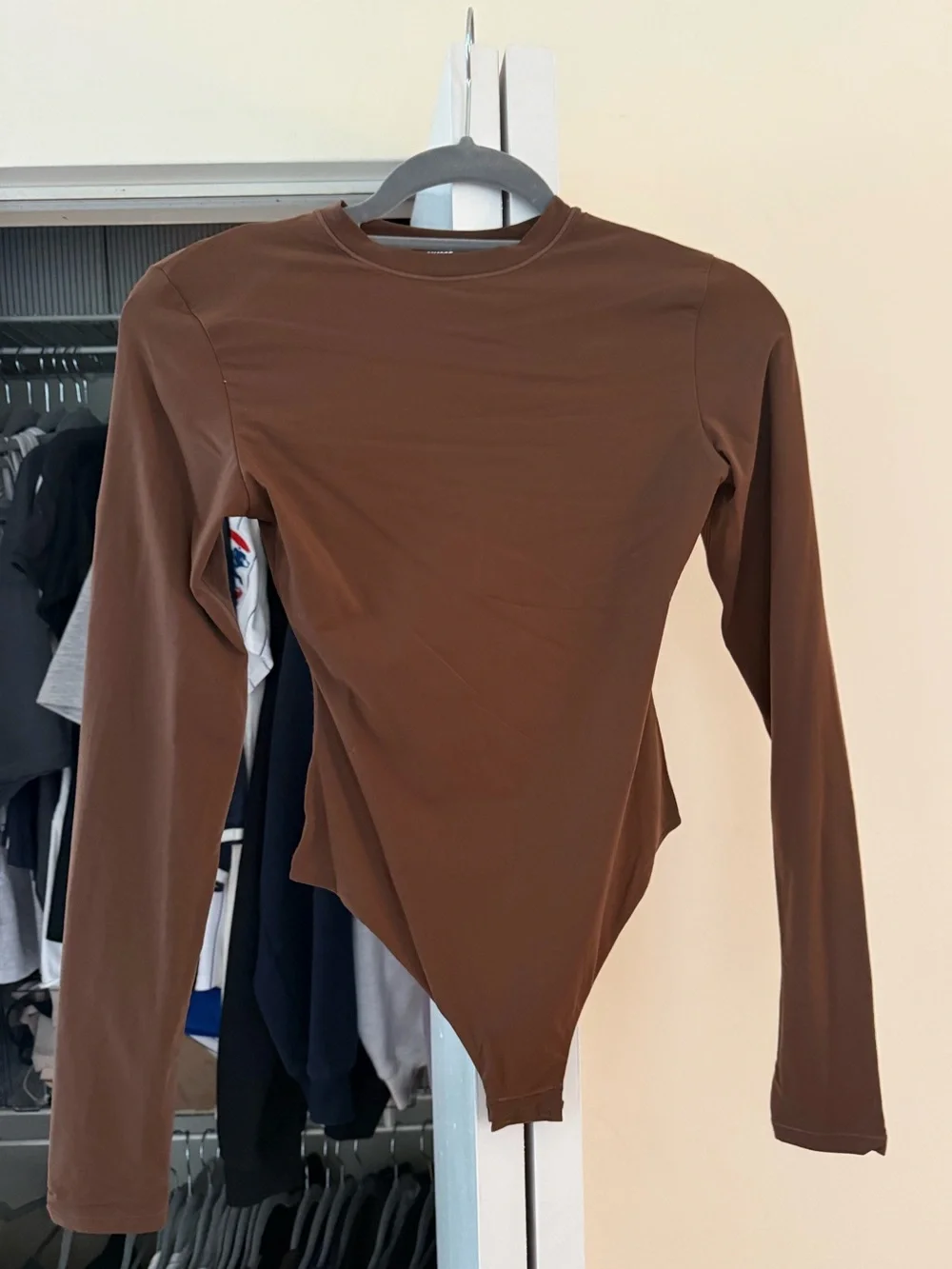 SKIMS Brown Long Sleeve Crewneck Bodysuit